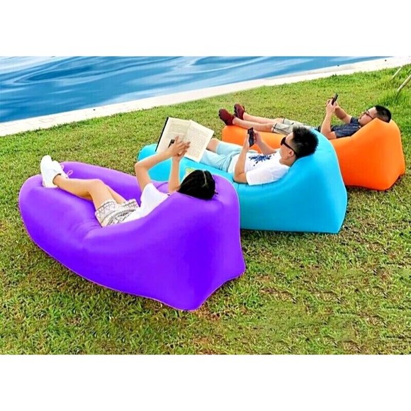 Inflatable Lounger Air Sofa Lazy Bed Great For Travel Camping Or Beach - Picture 2 of 3